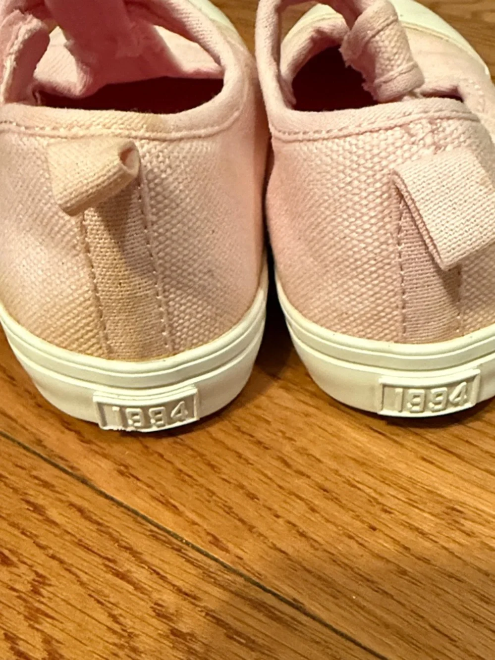 Old Navy Light Pink Canvas T-Strap Sneakers with White Toe Cap